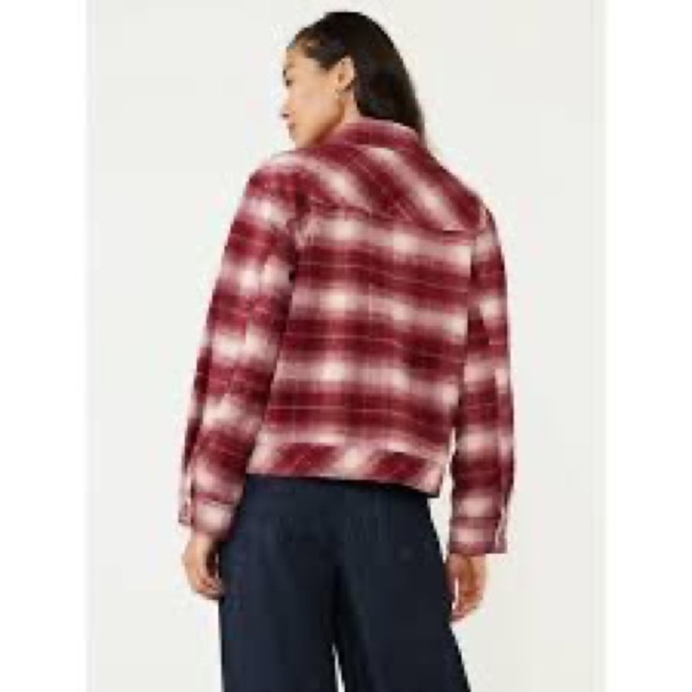 Time and Tru Plaid Button Down Shacket, Size XXL - Picture 3 of 8